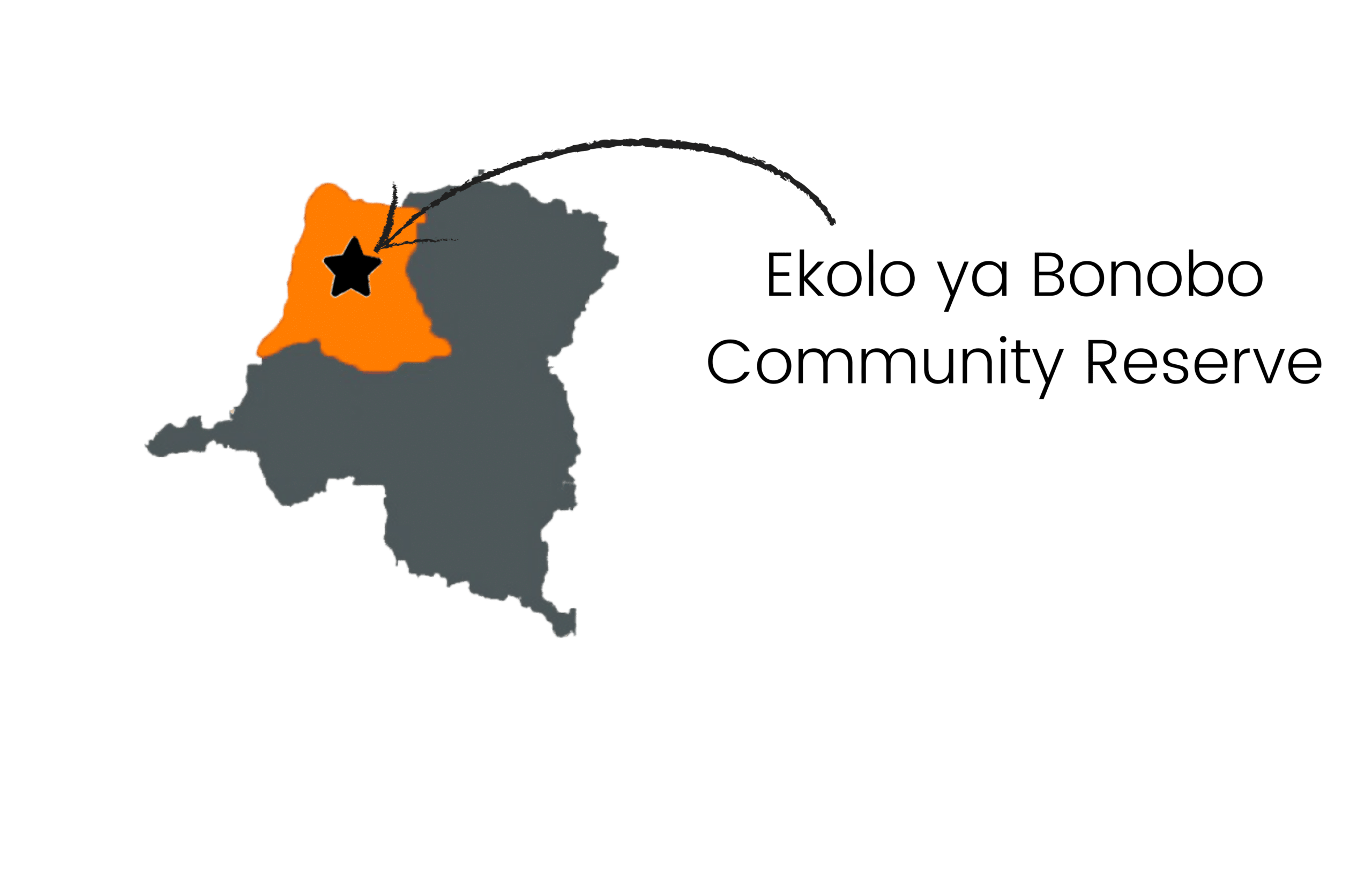 The map if DR Congo with Equateur Province highlighted in orange