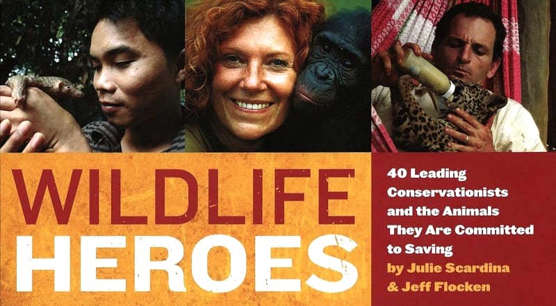 Book cover of Wildlife Heroes depicting Claudine Andre, founder of Friends of Bonobos of Congo.